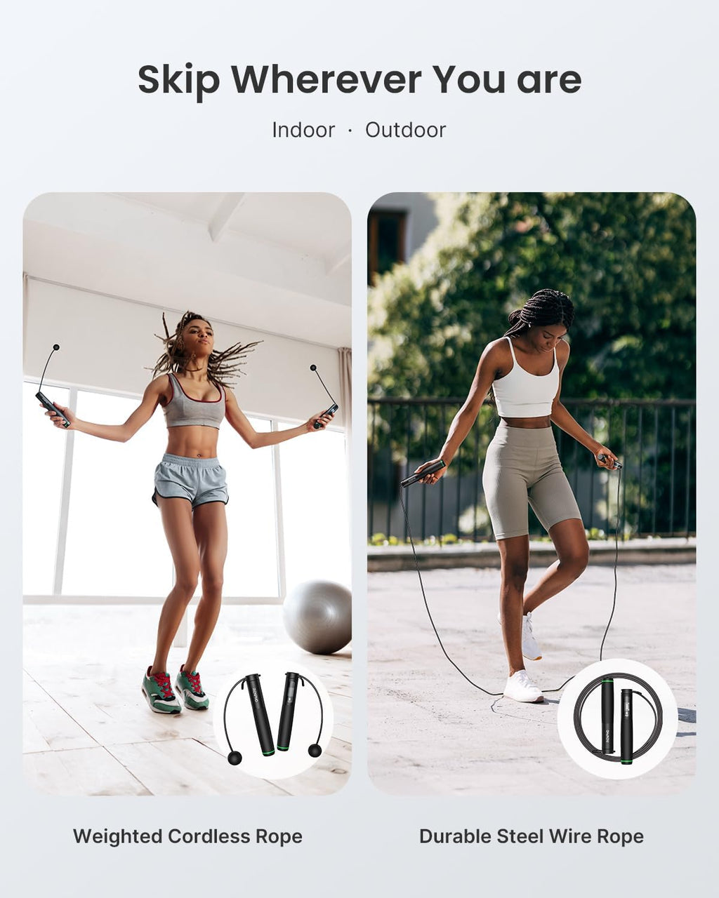 Cordless Jump Rope, Weighted Jump Rope with Counter, Jump Ropes for Fitness, Smart Skipping Rope for Crossfit