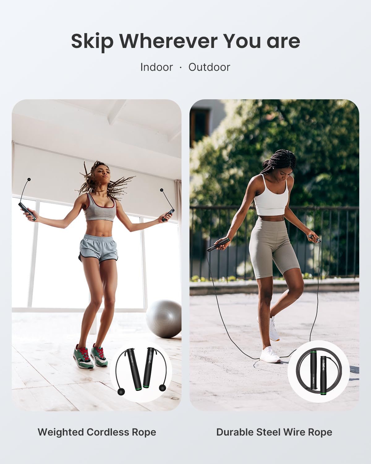 Cordless Jump Rope, Weighted Jump Rope with Counter, Jump Ropes for Fitness, Smart Skipping Rope for Crossfit