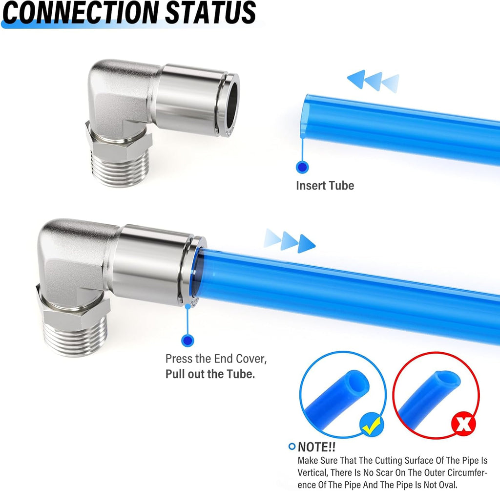 TAILONZ 304 Stainless Steel 1/4" x 1/8" NPT Push to Connect Elbow 5Pcs