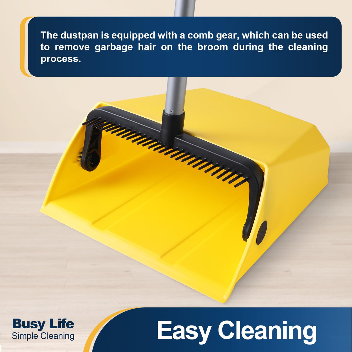 Large Commercial Dustpan with Comb, Upright Heavy Duty Dust Pan