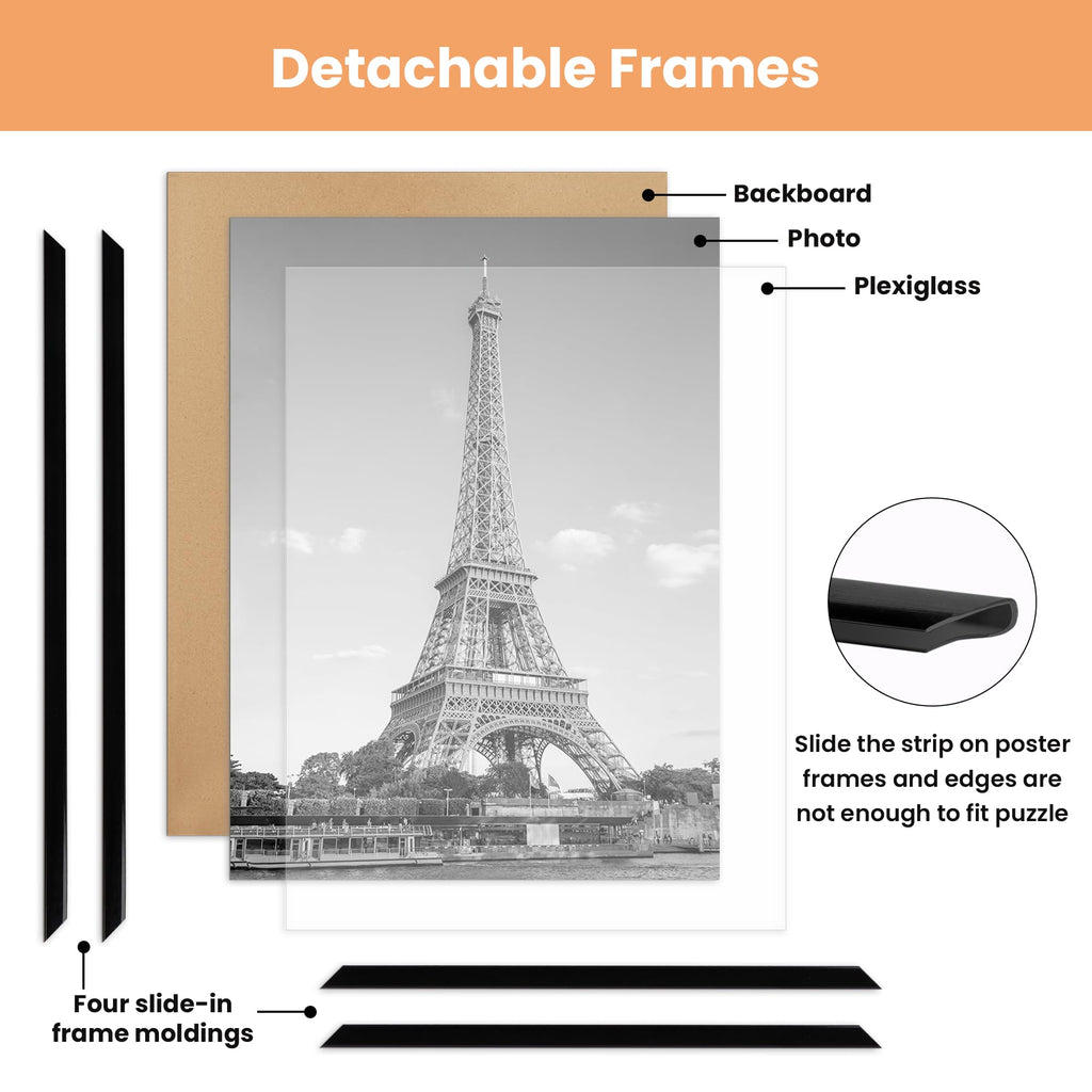 24x36 Poster Frame, Easy Slide-In Assembly, Black, 3 Pack