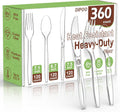 360 Count Plastic Silverware Heavy Duty, 120 Forks, 120 Spoons, 120 Knives