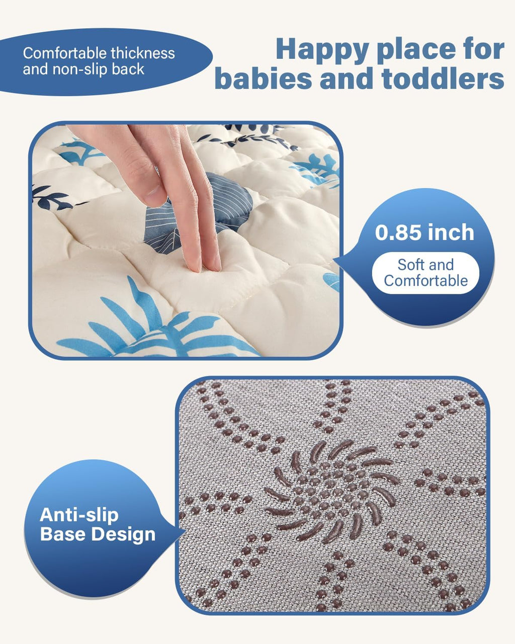 Baby Play Mat, 50x50 Thickened Playpen Mat, Non-Slip Baby Mat for Floor, Foldable Portable Playmat Suitable for