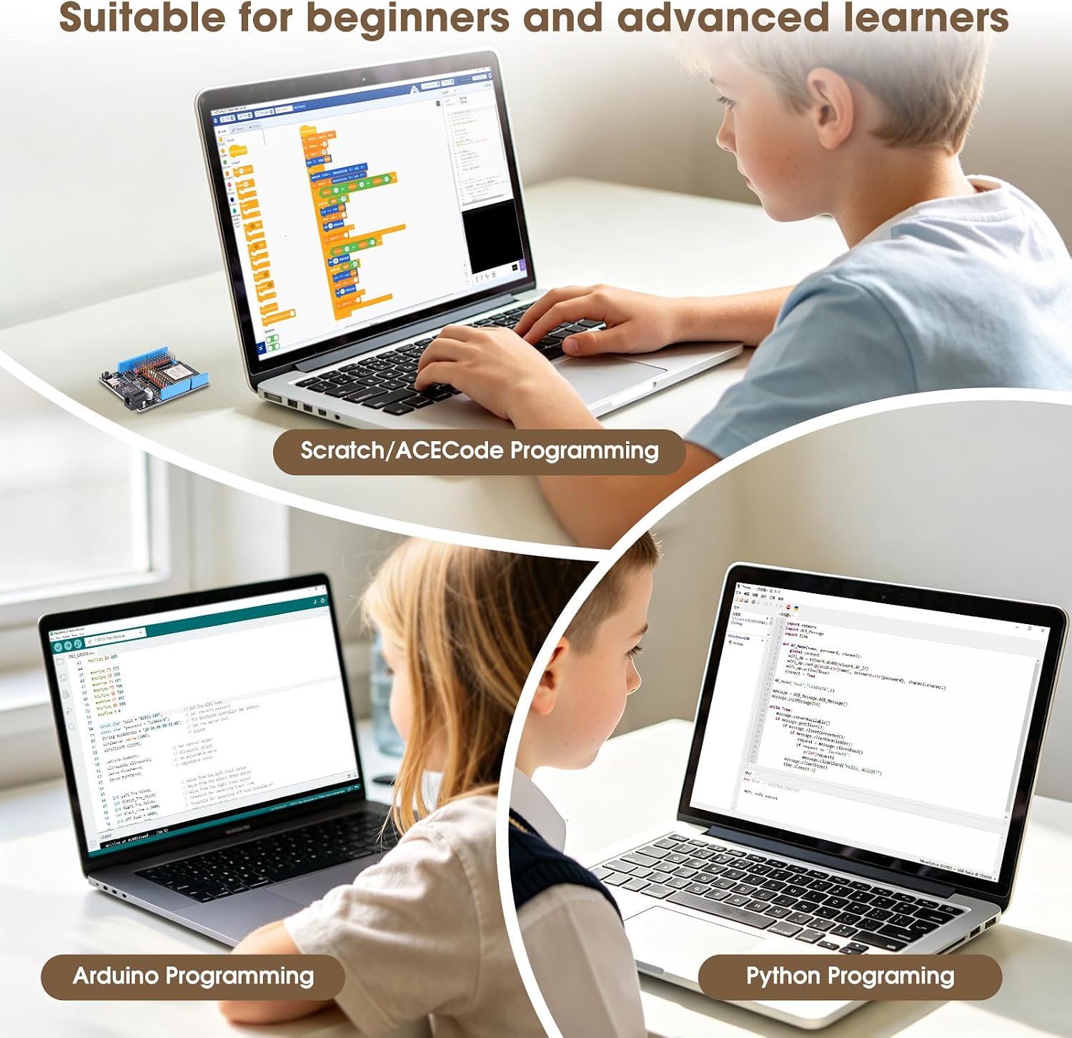 ESP32 Electronics Kit for Beginner, ACEBOTT STEM Learning Kit Compatible with Arduino IDE & Scratch & Python, IoT
