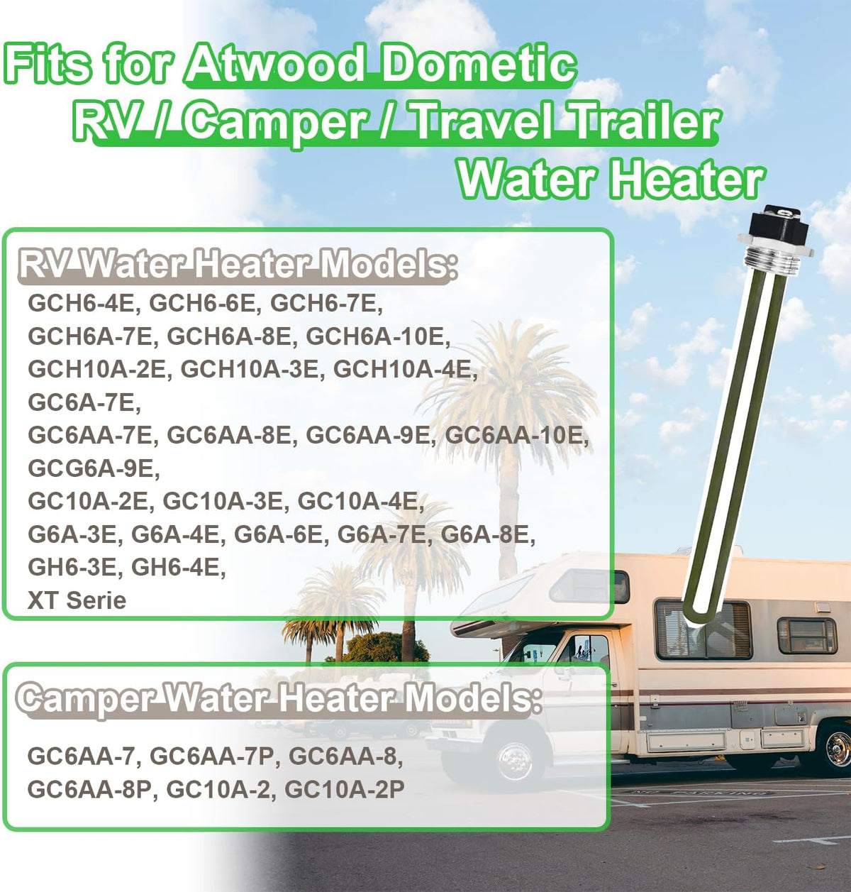 Upgraded 92249 91160 92097 520900 Atwood Dometic Suburban RV Water Heater Element for GC6AA GC10A G6A GC10A GCH6A, SW4/6/10/12/16 Series Electric Water Heaters, 1400W/1440W 110V/120V, 1-Year Warranty