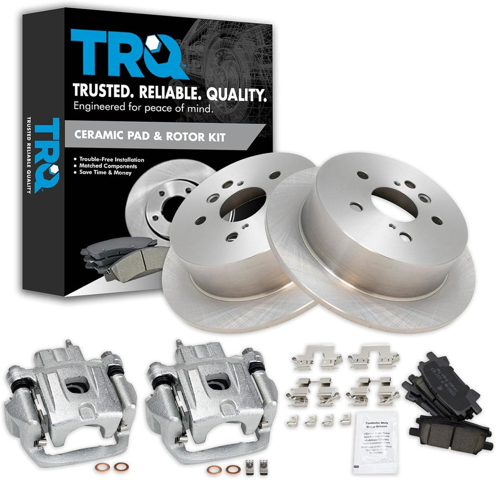 Rear Brake Pad and Rotor Set Ceramic Solid Rotors Calipers Compatible with 2004-2006 Lexus RX330 2007-2009 RX350