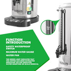 Commercial Coffee Urn 50 Cup/8L Coffee Dispenser with Upgraded Percolator, Double Wall 304 Stainless Steel Hot Water