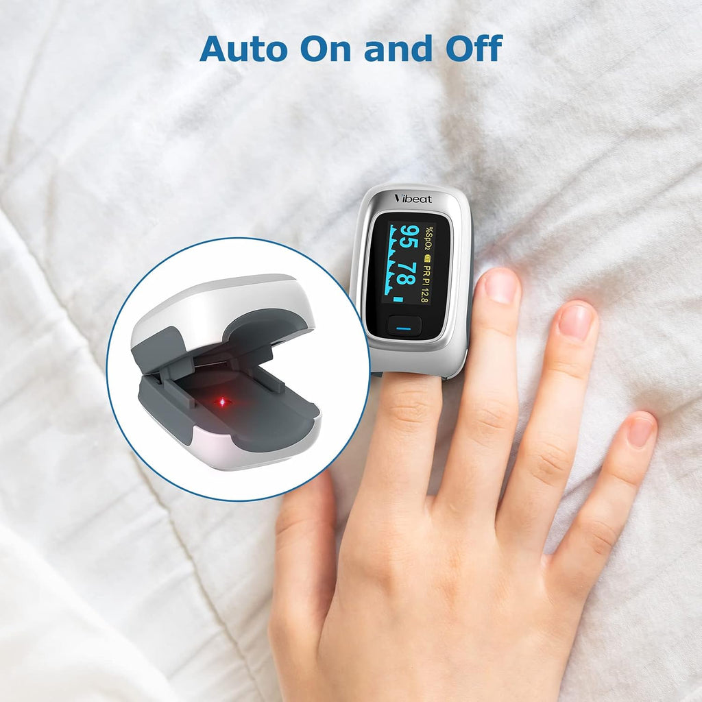 Bluetooth Fingertip Pulse Oximeter with Pulse Rate, Blood Oxygen Saturation Monitor | Finger O2 Meter, Batteries and