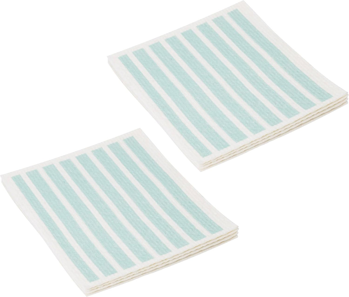 Swedish Kitchen Absorbent Sponge Dish Cloths, Teal Stripes, 8 Count
