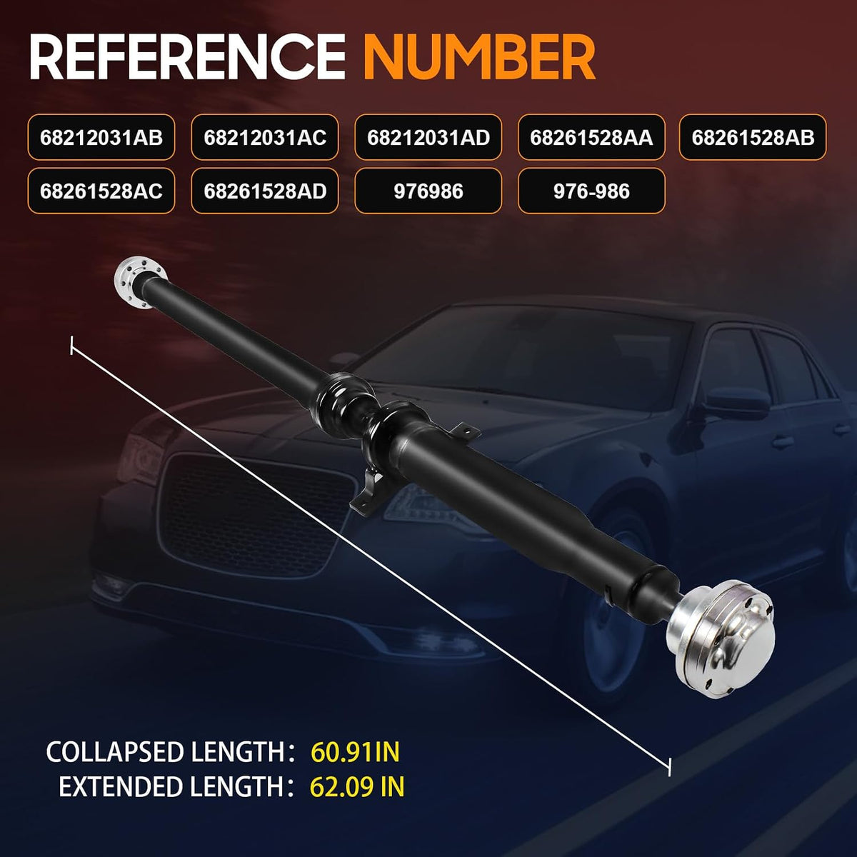 61" Rear Complete Drive Shaft Fit for Dodge Charger, for Chrysler 300 2015-2019 3.6 V6 AWD Driveshaft Prop Shaft Assembly Replaces 68261528AD, 68212031AB, 976-986