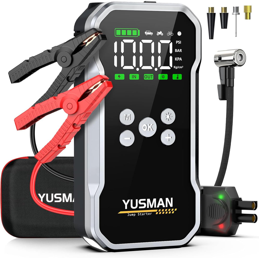 Jump Starter with Air Compressor, 8000A 160PSI Jump Starter Pack (10.0 Gas/7.0L Diesel), 12V Car Jump Starter