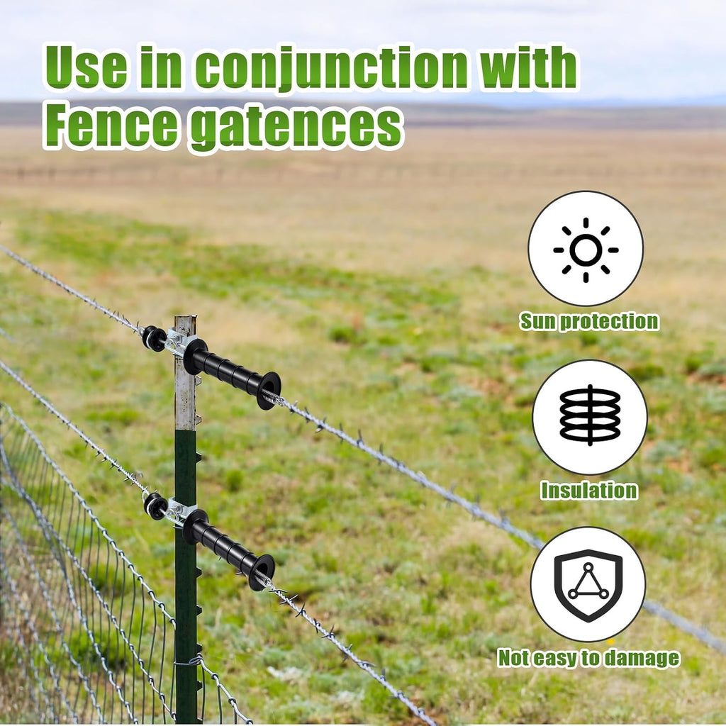 Electric Fence Gate Handle Kit T Post Insulator Spring Gate Handle Set for Horse Cattle Farm Fencing Easy Install
