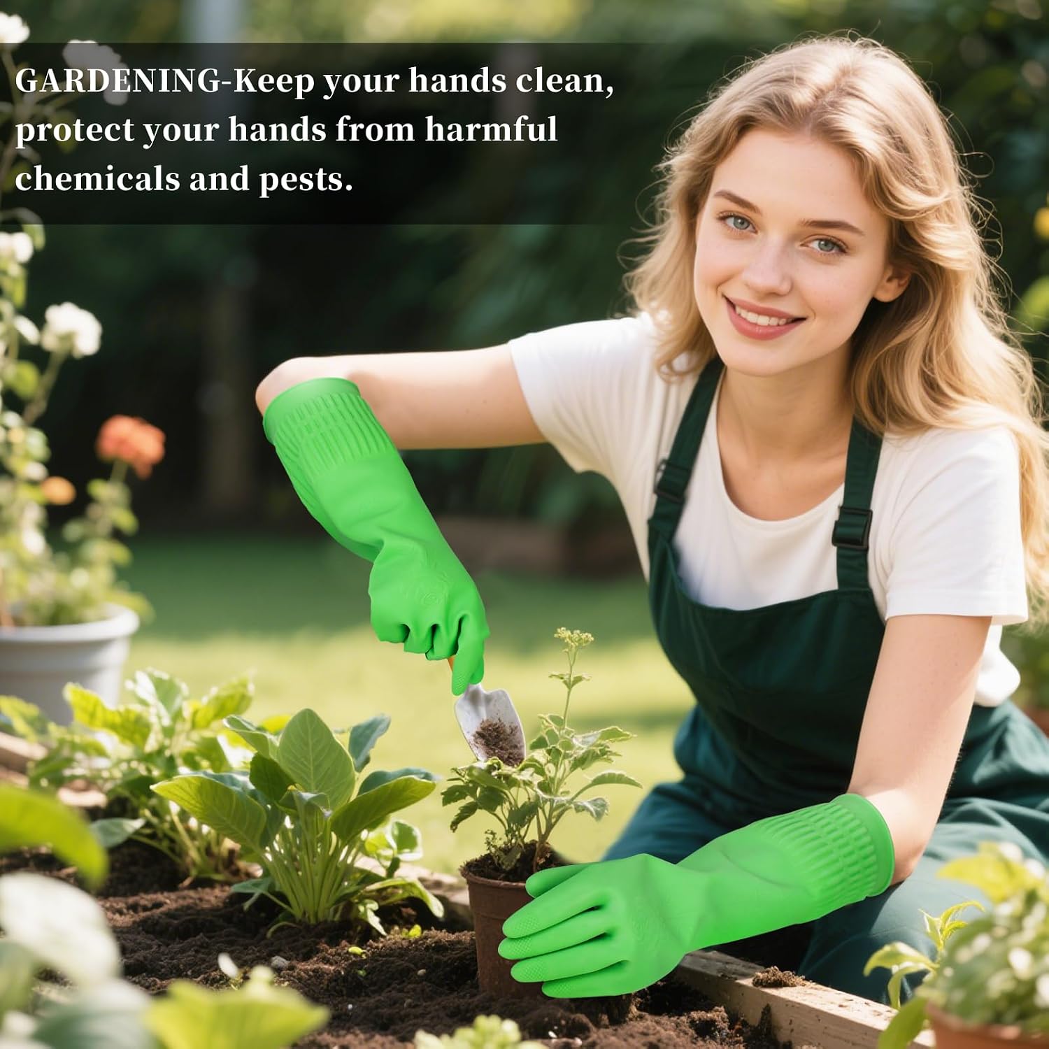 Rubber Gloves for Cleaning – 3 Pairs Reusable Gloves for Dishwashing, Kitchen and Household Tasks, 15-Inch Long