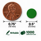1/2 Inch Removable Red & Green Dot Stickers, 1000 per Color