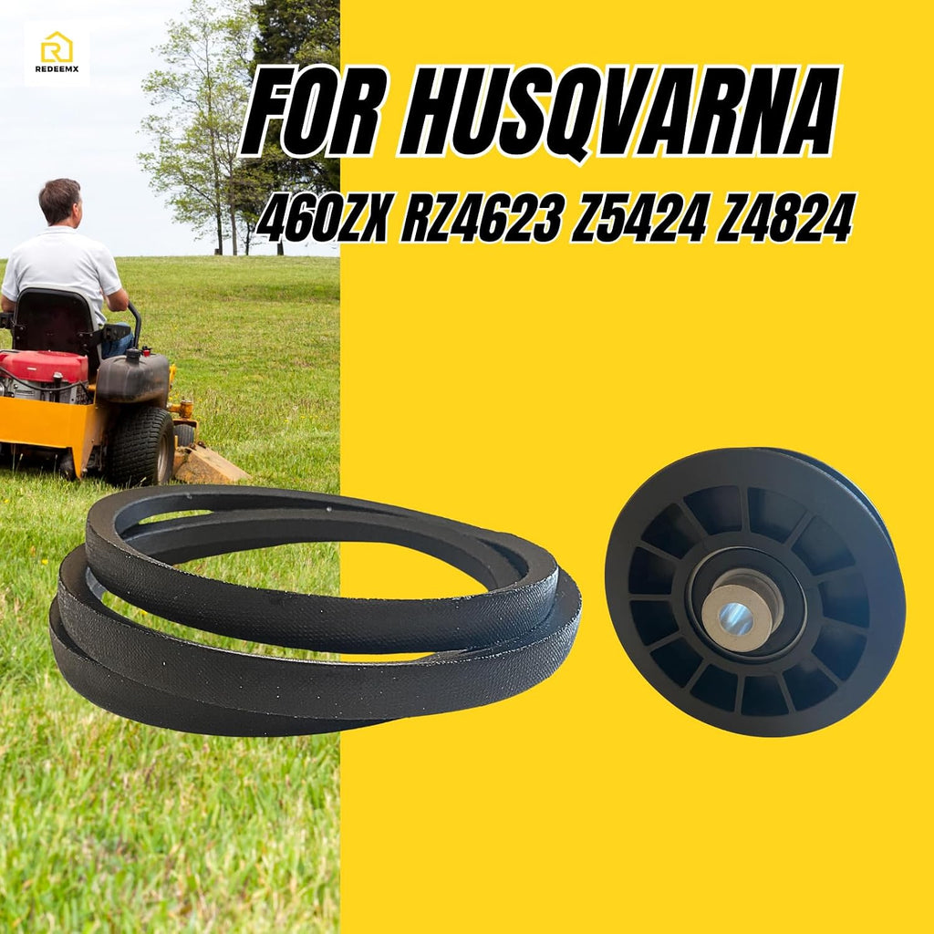 Z246 Drive Idler Pulley and Belt Kit Compatible with Husqvarna Z254F Z200 CZ3815 CZ4217 CZ42175 460ZX RZ4623 Z5424 Z4824 Parts Replaces 539110311 539110411 Aftermarket Deck Drive Kit