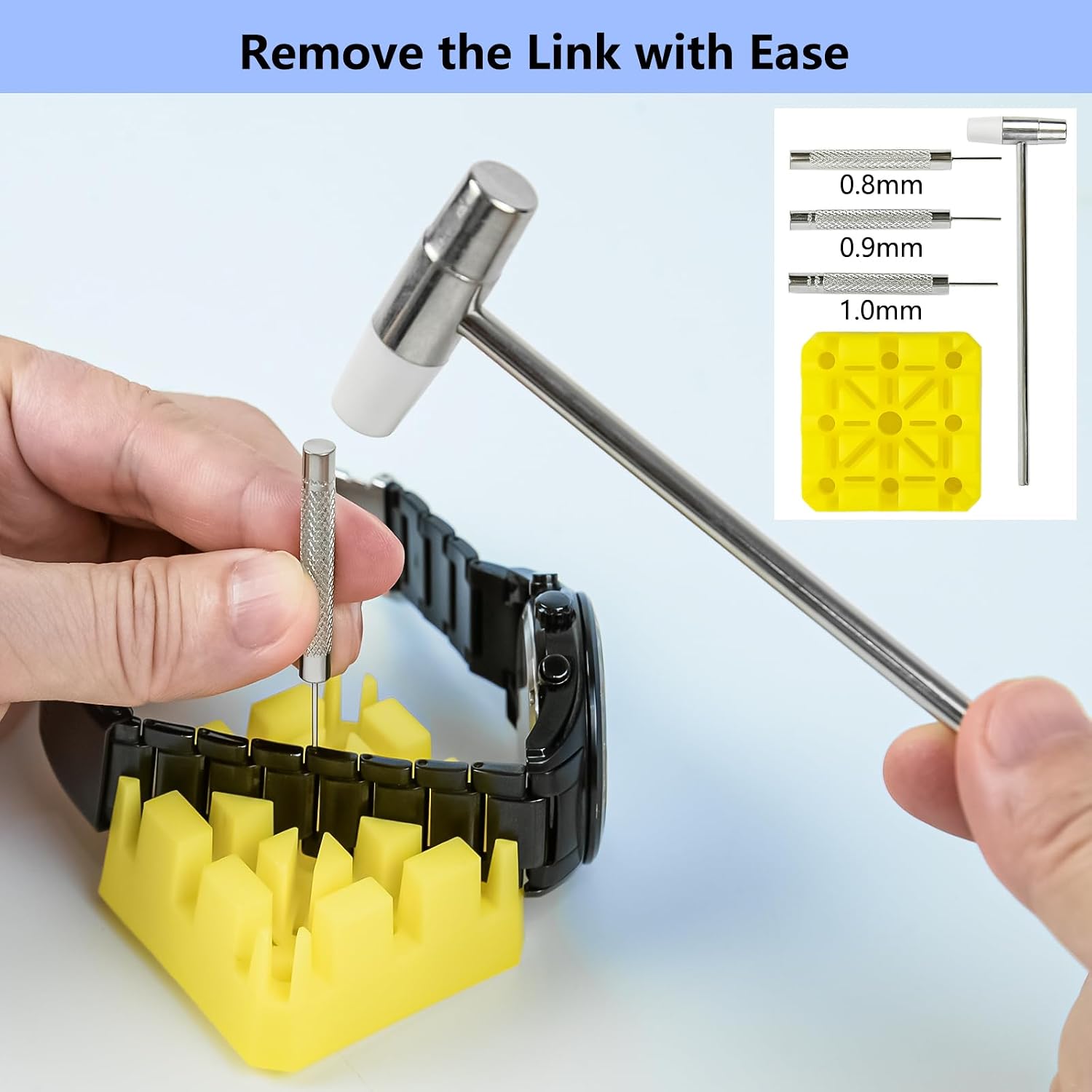 Watch Repair Kit + Watch Press Tool, Watch Battery Replacement Tool Kit | Watch Link Removal Kit with Carrying Case