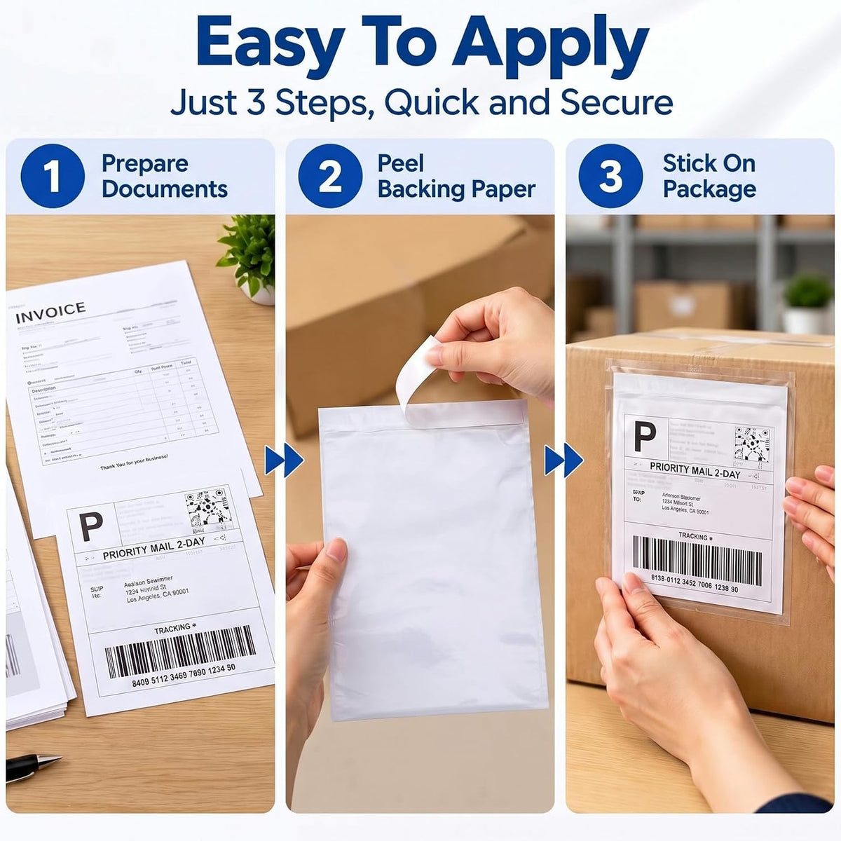500 Pcs 7"x10" Packing List Envelopes Clear Self-Adhesive Bulk