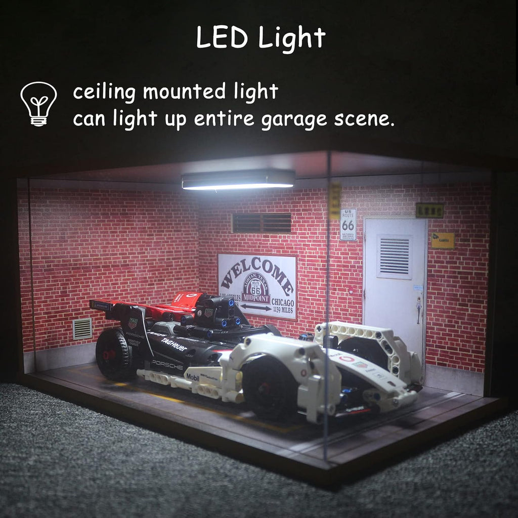 1/18 Scale Model Car Display Case - 1:18 Car Garage Display Case with Clear Acrylic Cover and LED Lighting for