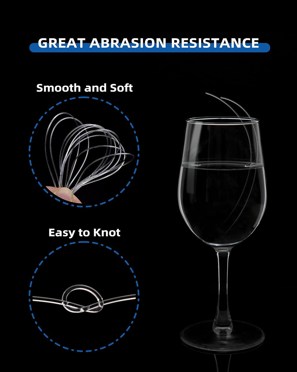 Monofilament Fishing Line Clear Mono Fish Wire Thin Diameter String 6-400 lbs, 50-3000 Yards