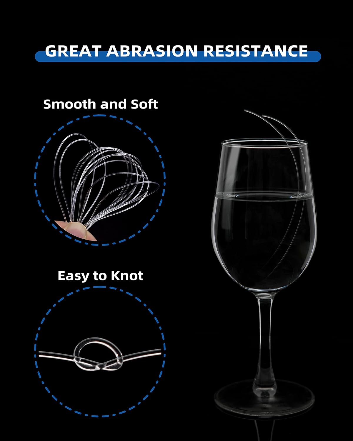 Monofilament Fishing Line Clear Mono Fish Wire Thin Diameter String 6-400 lbs, 50-3000 Yards