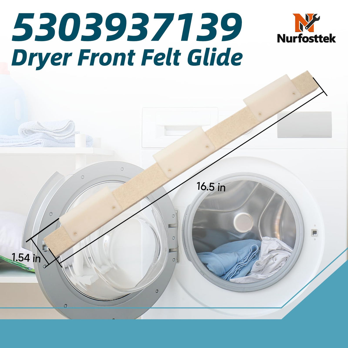 5303937139 Dryer Front Felt Glide Assembly, for Frigidaire, Kenmore