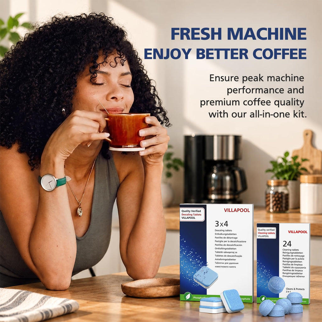 Coffee Machine Descaling Tablets & Cleaning Tablets Kit for Jura,Combo Pack