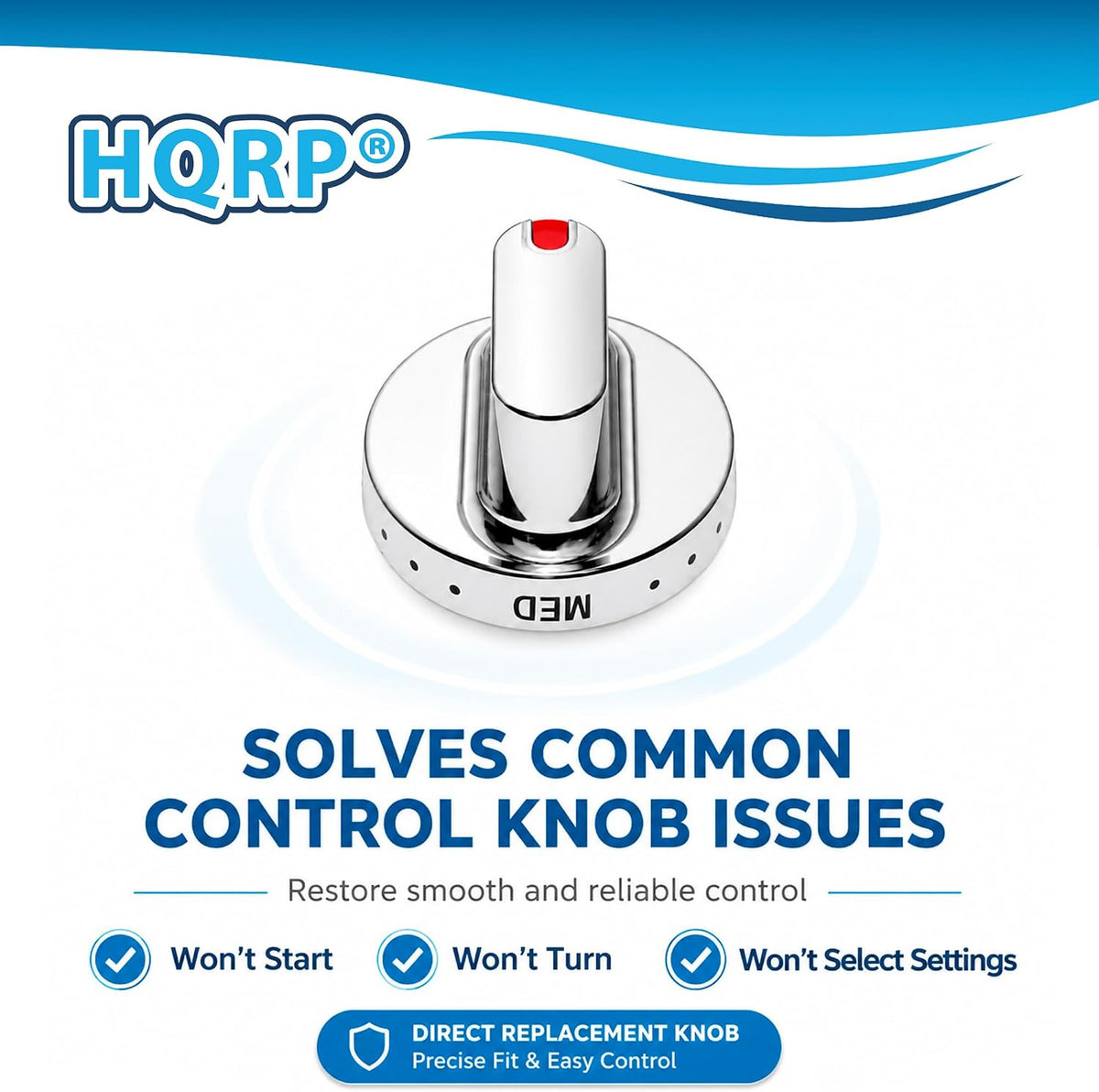 HQRP 5-Pack Burner Dial Range Knob for Samsung FX510BFGS FX510BGS FX710BGS NX583G0VBSR NX58F5300SS NX58F5500SS NX58H5600SS Gas Oven Stove