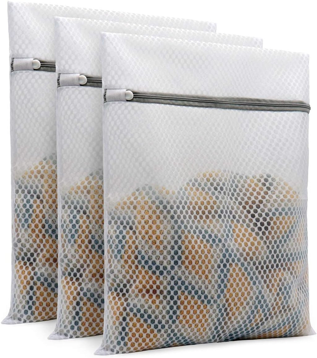 3Pcs Durable Honeycomb Mesh Laundry Bags for Delicates 12x16 Inches | (3 Medium)