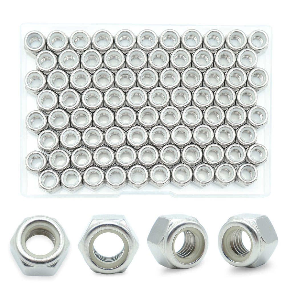 5/16-18 Nylon Insert Lock Nuts 75 Pack, 304 Stainless Steel Hardware Nuts