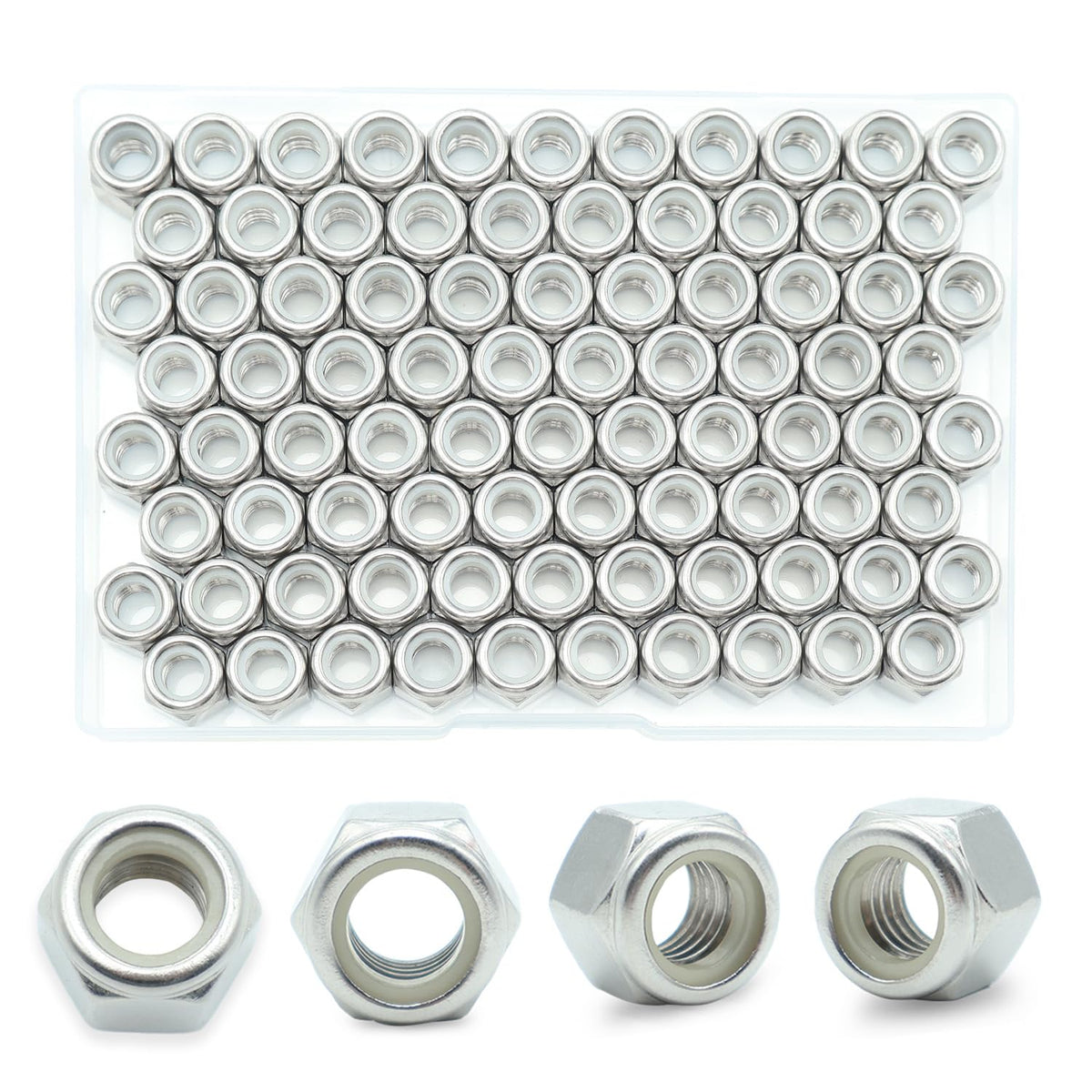 5/16-18 Nylon Insert Lock Nuts 75 Pack, 304 Stainless Steel Hardware Nuts