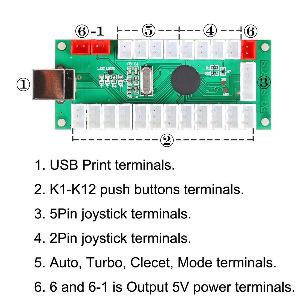 Arcade Buttons 1 Player DIY Kit Joystick 5V LED Arcade Button for Arcade Stick PC Games Mame Raspberry pi | Included