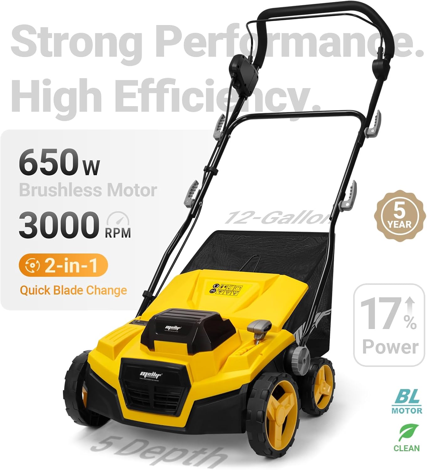Cordless Lawn Dethatcher and Scarifier Compatible with Dewalt 20V Battery | Tool Only, 15" Electric Brushless