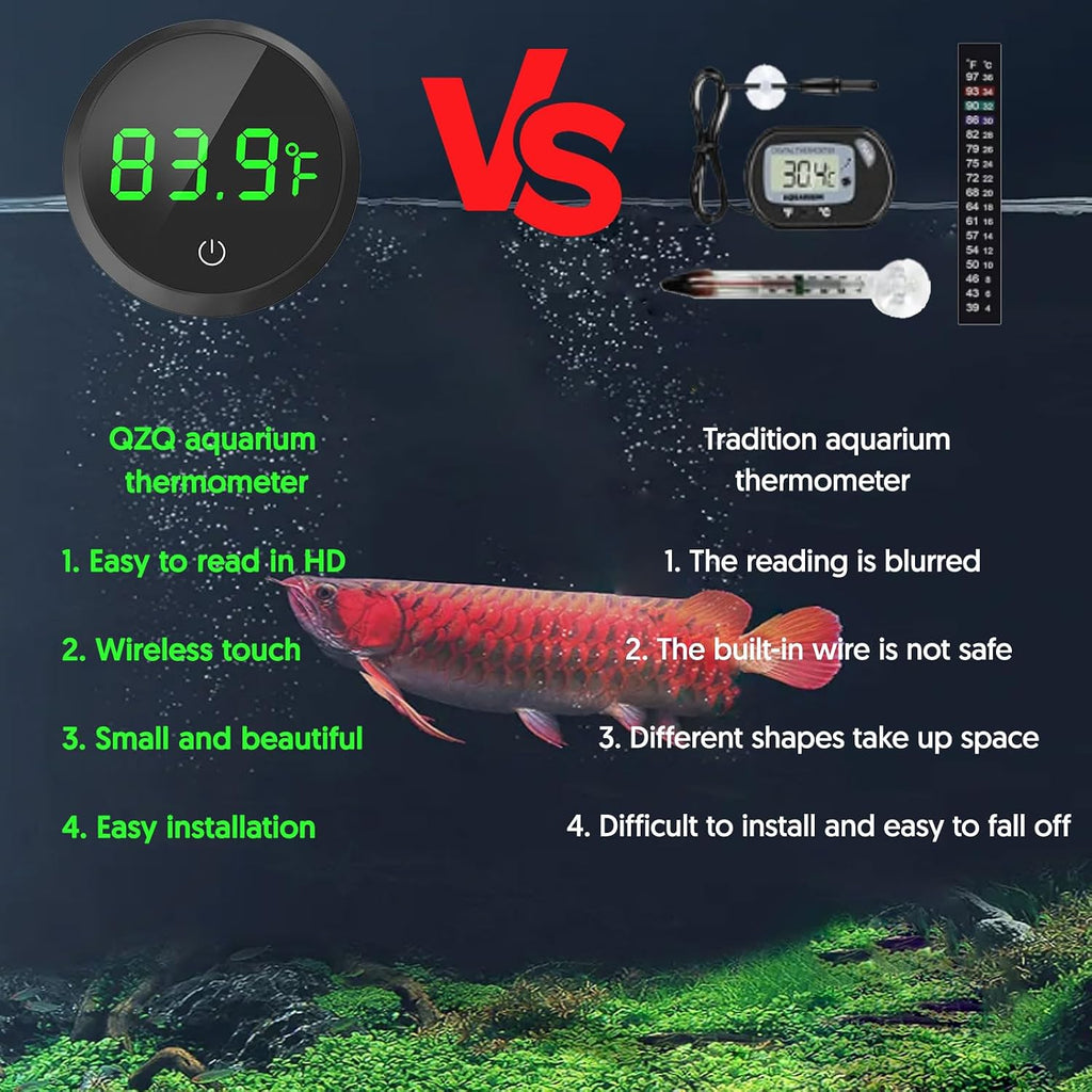 Fish Tank Thermometer Aquarium Thermometer Wireless Touch Stick Digital Aquarium Thermometer LED Display ±1°F for