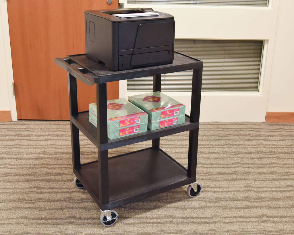Multipurpose Three Shelves Structural Foam Plastic Storage Utility Cart - Black