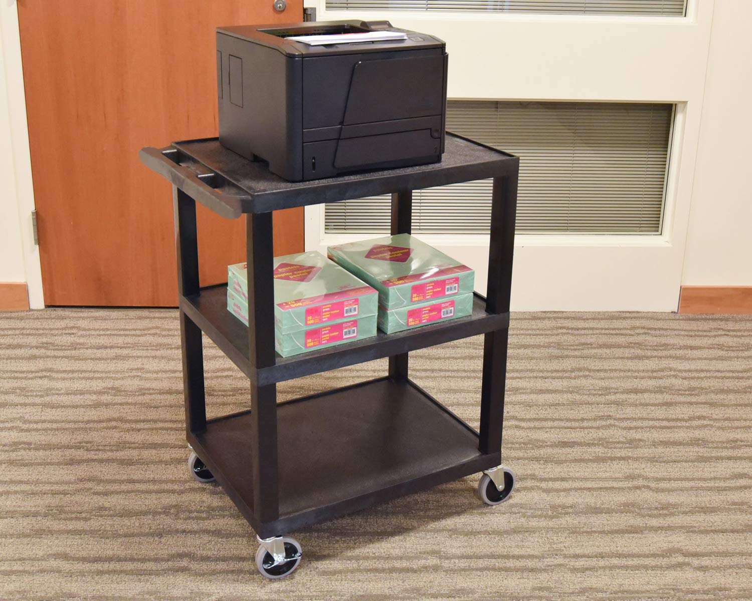 STC222-B 3-Shelf Utility Cart, Black