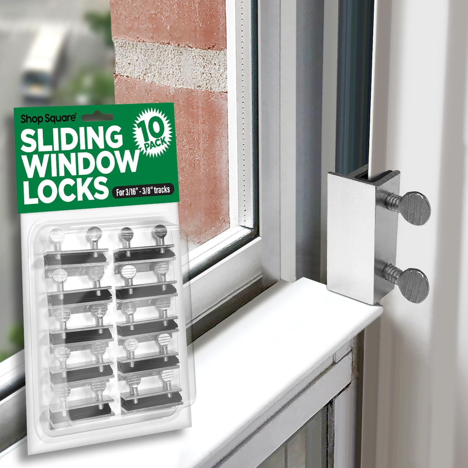 Window Locks, 10 Pack for Vertical and Horizontal Windows, Sliding Window Locks, Adjustable Aluminum Stoppers