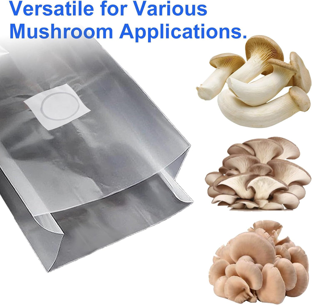 60-Pack Mushroom Grow Bags, 8 x 5 x 20 Inch, 6 Mil Thick Spawn Bags