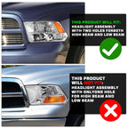 Headlight Assembly Compatible with 2009-2018 Dodge Ram 1500