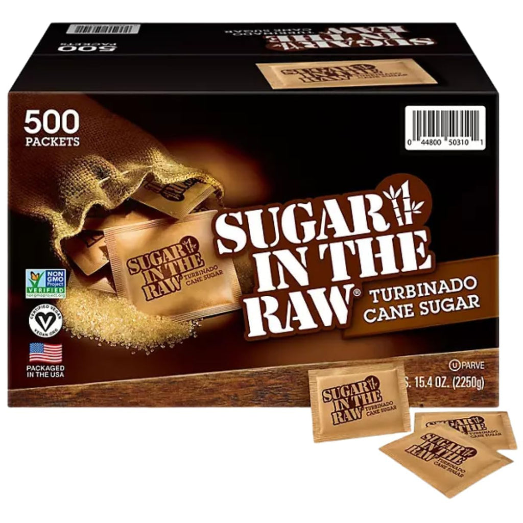 Organic Sugar in The Raw, Raw Sugar Packets, Natural Sweetener, 500 Count Bulk Pack