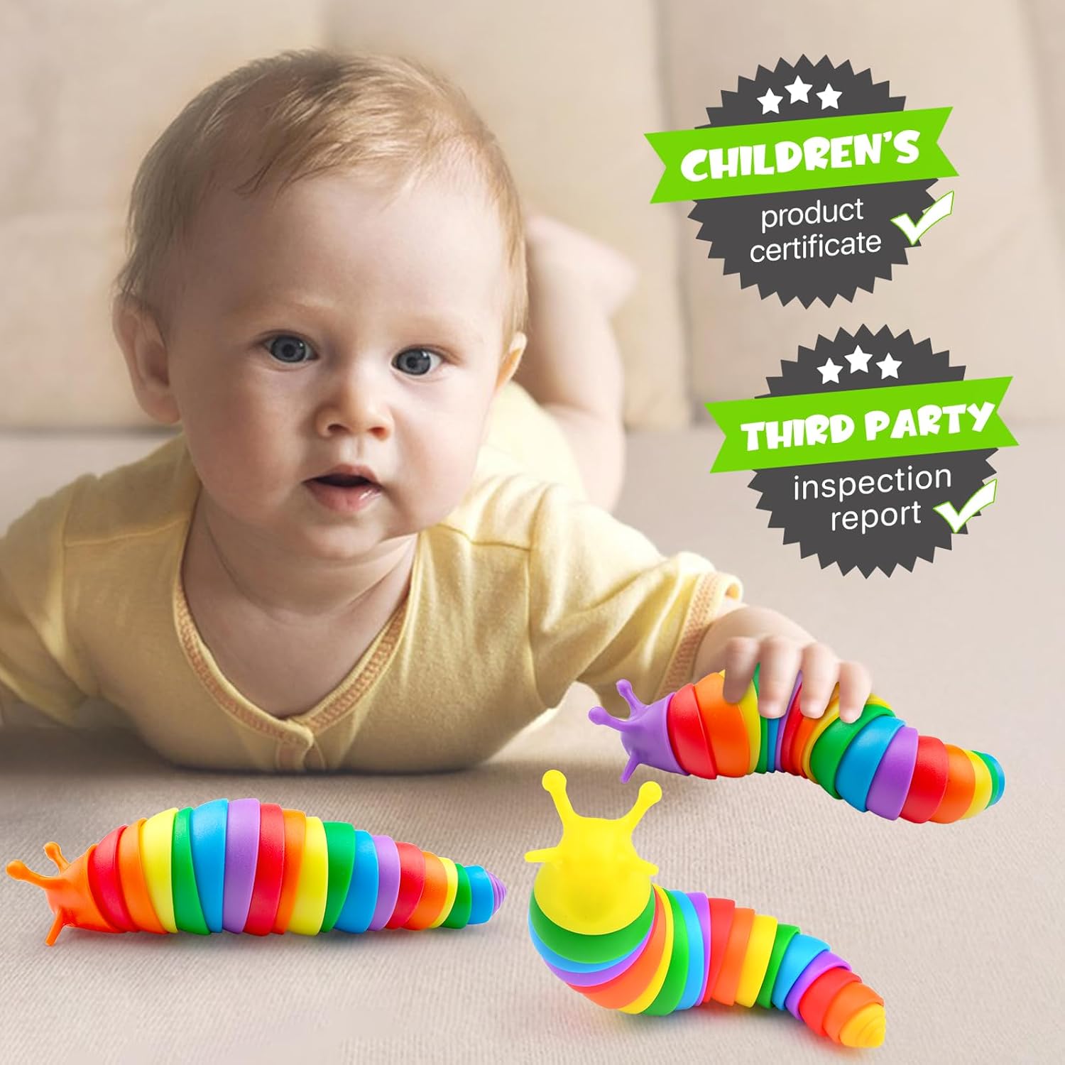 3PCS Slug Fidget Toys Bulk, Toddler Sensory Figette Worm for Adults Stress Relief for Autism ADHD Autistic Travel