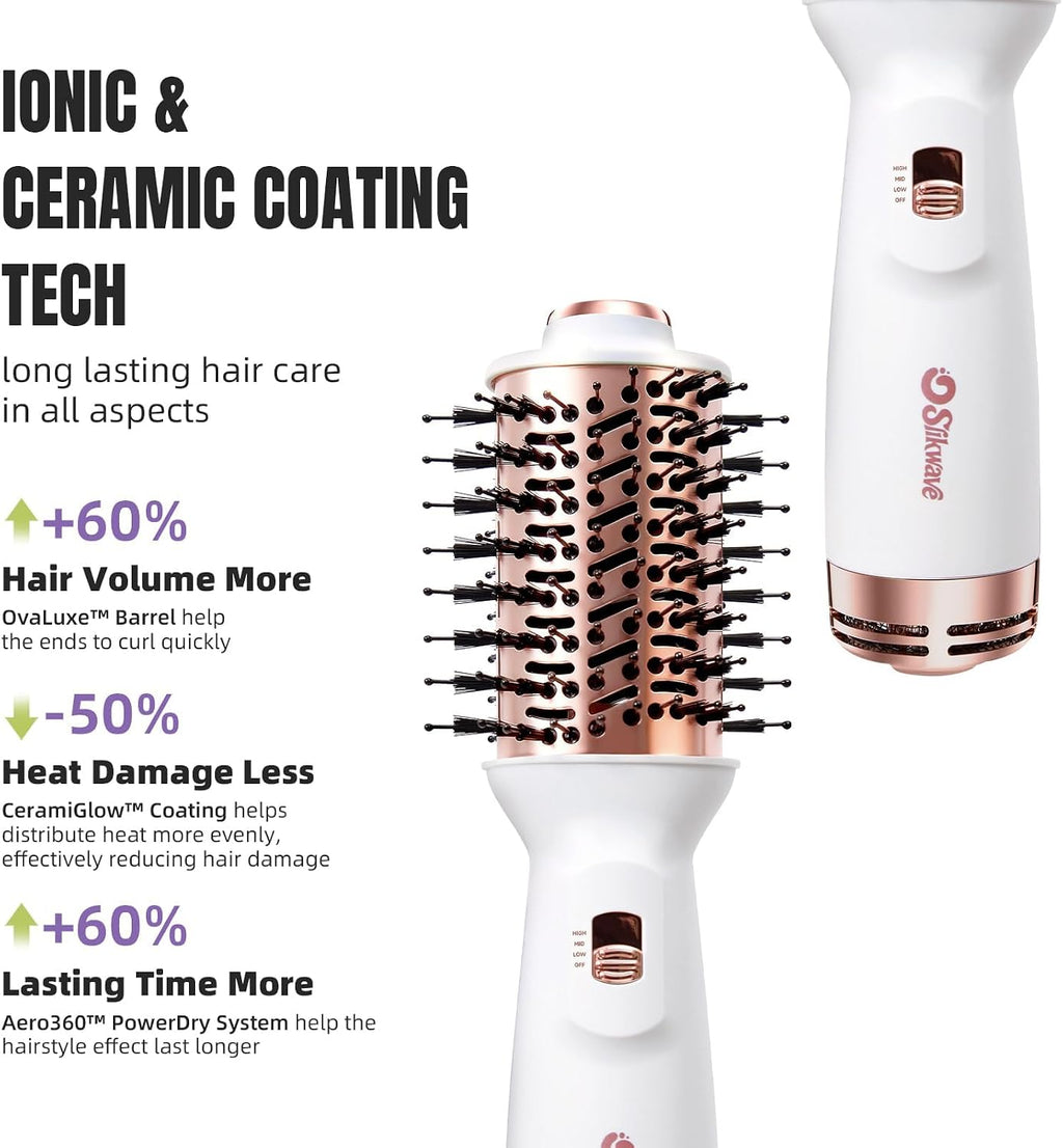 Hair Dryer Brush Blow Dryer Brush 4 in 1, 2 Inch Hot Air Brush for Hair Drying & Styling | Ionic Oval Barrel for