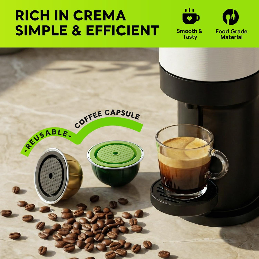4 Pack Reusable Coffee Capsules Compatible with Nespress Vertuo Plus/Next