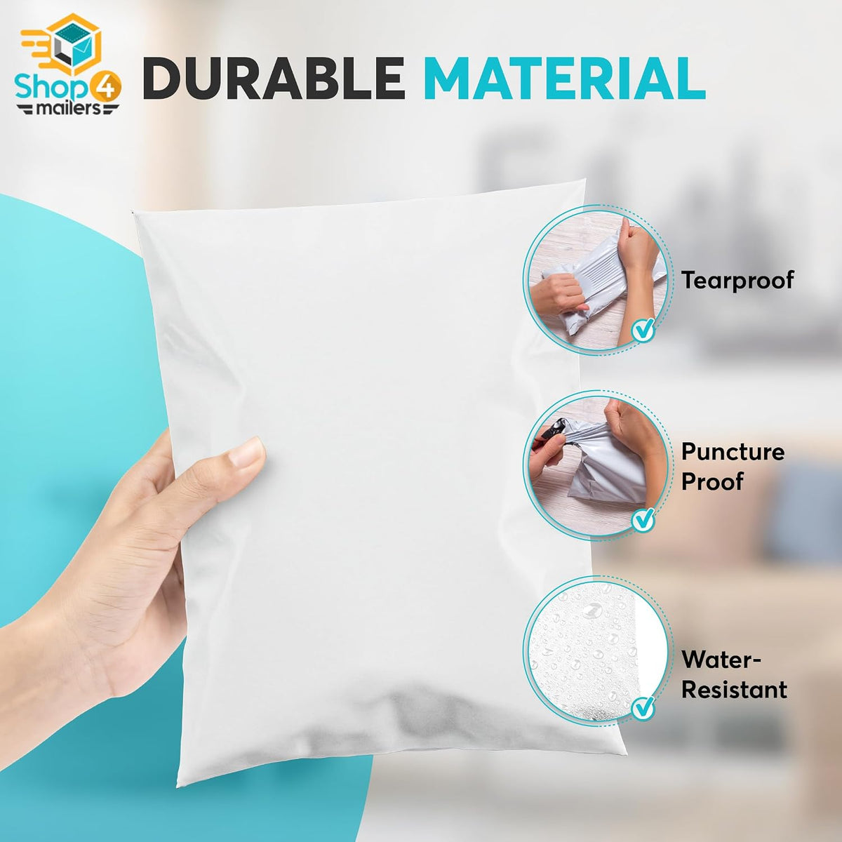500 Count 6x9 Permanent Self Seal White Poly Mailers, 1.7 Mil