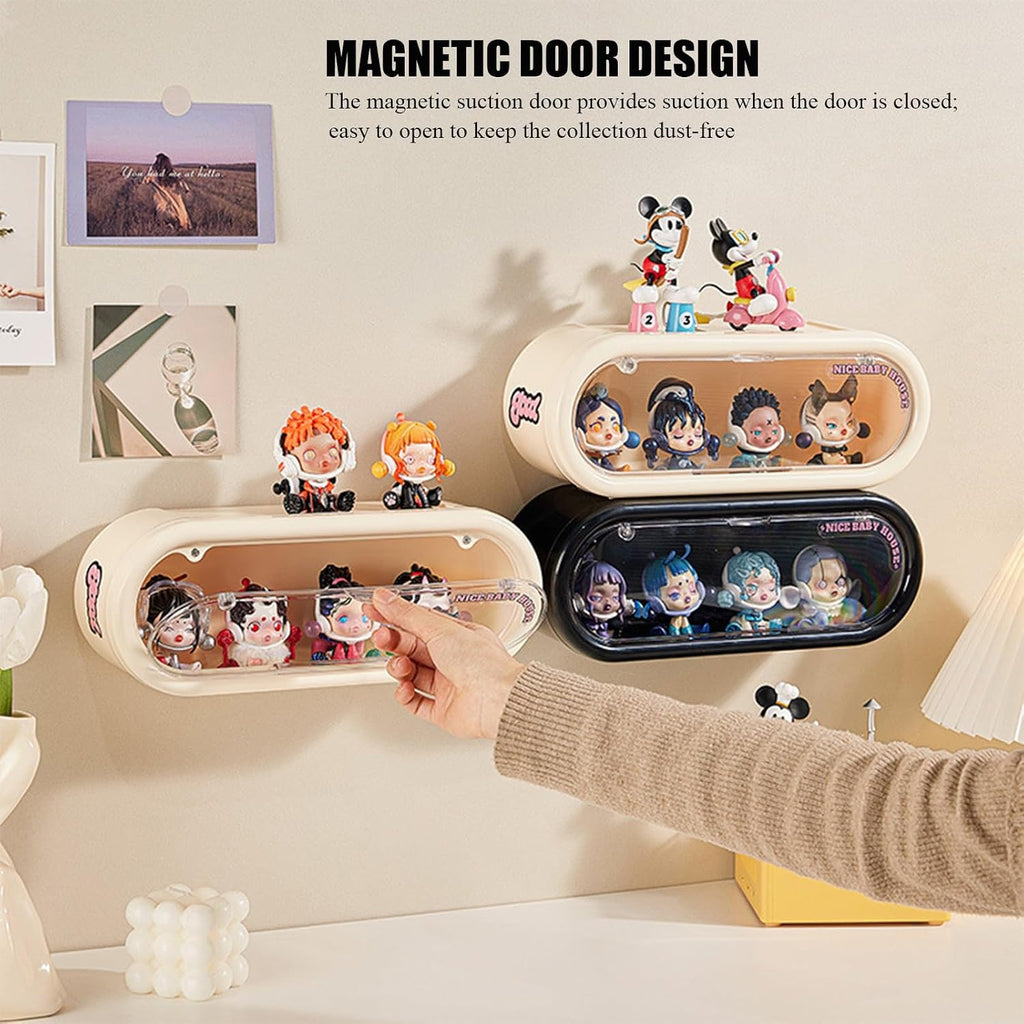 Clear Acrylic Display Case for Figures, Wall Mounted or Desktop Display Box Stand for Collectibles, Dustproof Storage