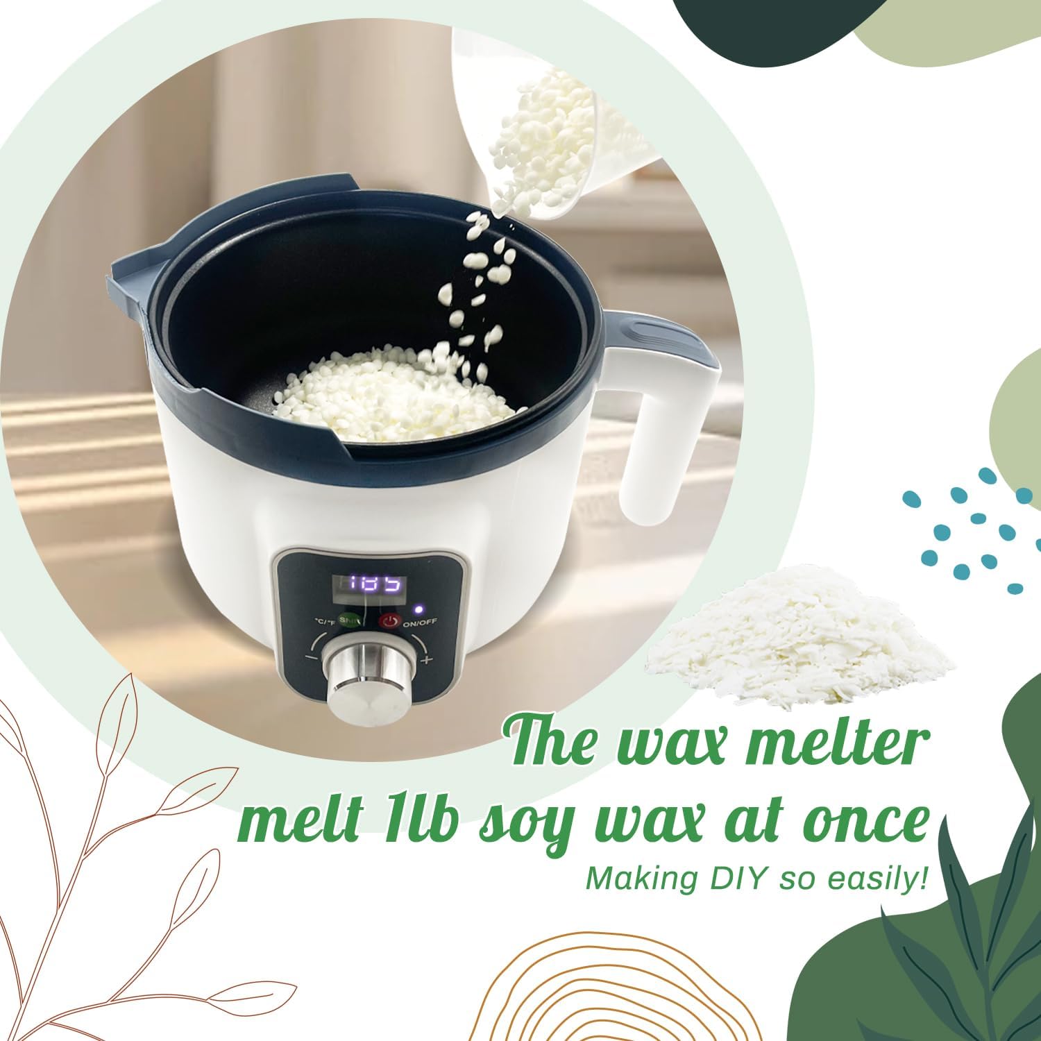 4lb Soy Wax Melt Kit with Digital Wax Melting Pot, | Soy Candle Maker Set with Wax Melter, Wicks, Wick Holders, Wick