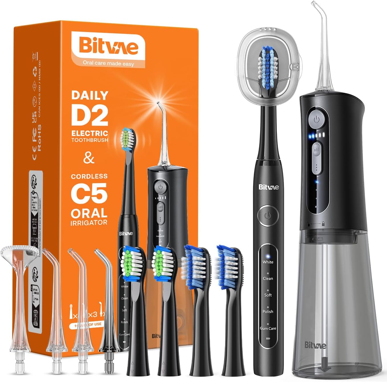 Water Flosser and Electric Toothbrush Combo - Cordless Water Flosser for Teeth - 5 Modes Sonic Electric Toothbrush, 3