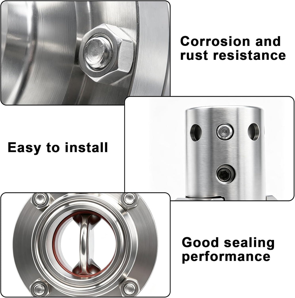 2PCS 1.5 Inch Sanitary Butterfly Valve with Pull Handle
