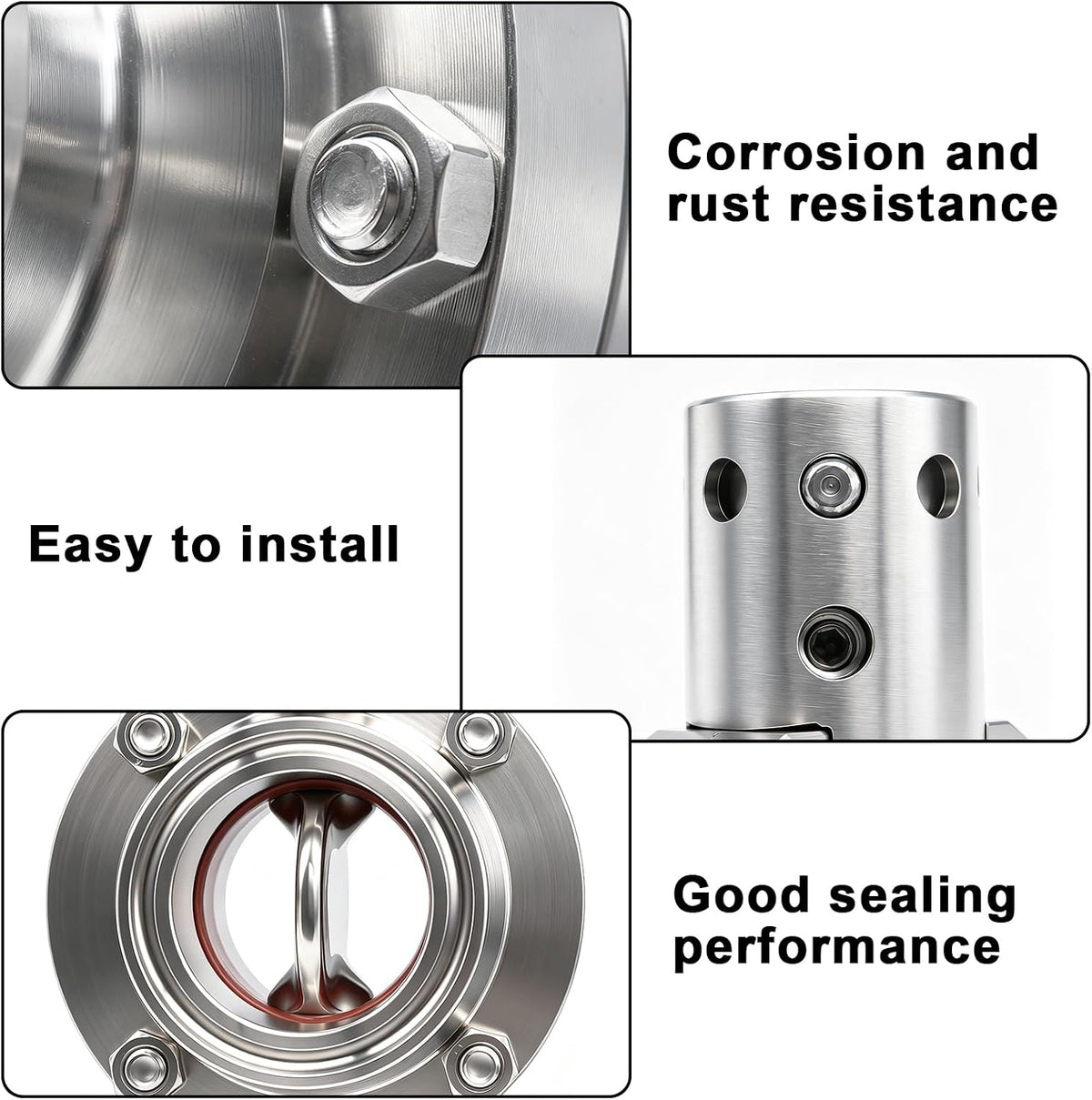 2PCS 1.5 Inch Sanitary Butterfly Valve with Pull Handle