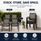 Aluminum Patio Dining Chairs Set of 4, Stackable Outdoor Armchairs