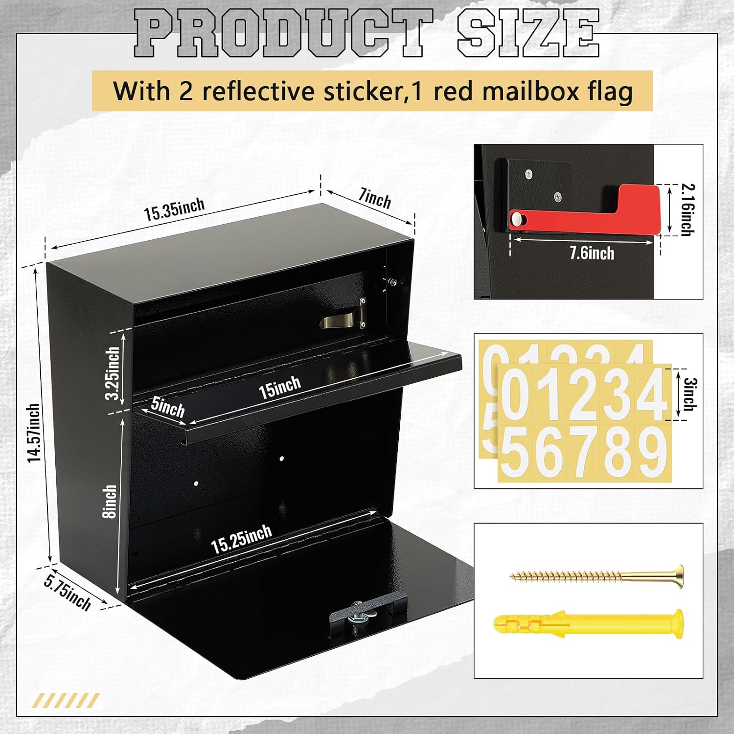 Extra Large Wall Mount Mailboxes for Outside 15.35 x 15 x 7 Inches Locking Security Mail Box Galvanized Steel Wall